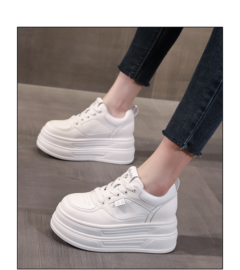 Giày sneaker nữ đế dày tăng chiều cao 8 cm phong cách platform — đen chi tiết 15