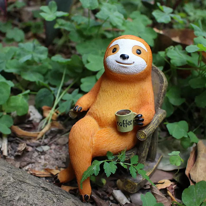 新款摇椅树懒美式花园庭院布置装饰树脂摆件别墅阳台创意户外摆件