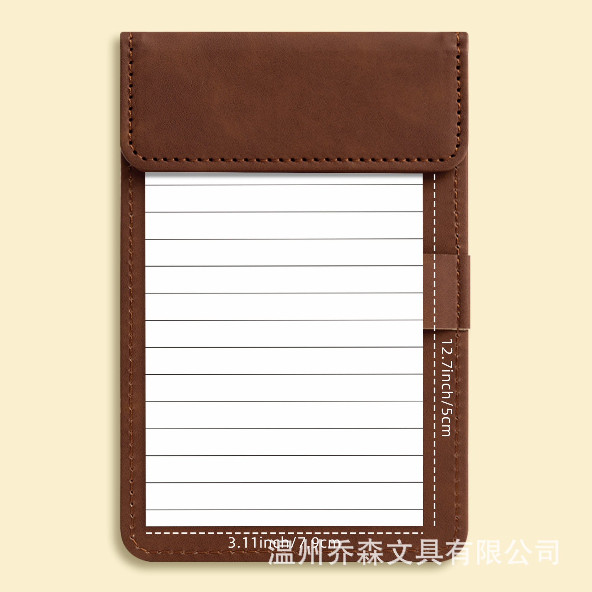 펜 삽입 보드 클립 - A6 브라운 + 미니 노트북(50개 리필) - 가로선