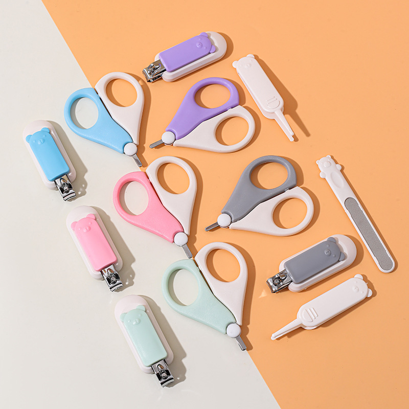 Set de Cortaúñas para Bebé de 4 Piezas de Plástico y Acero Inoxidable, para Cuidado de Bebés