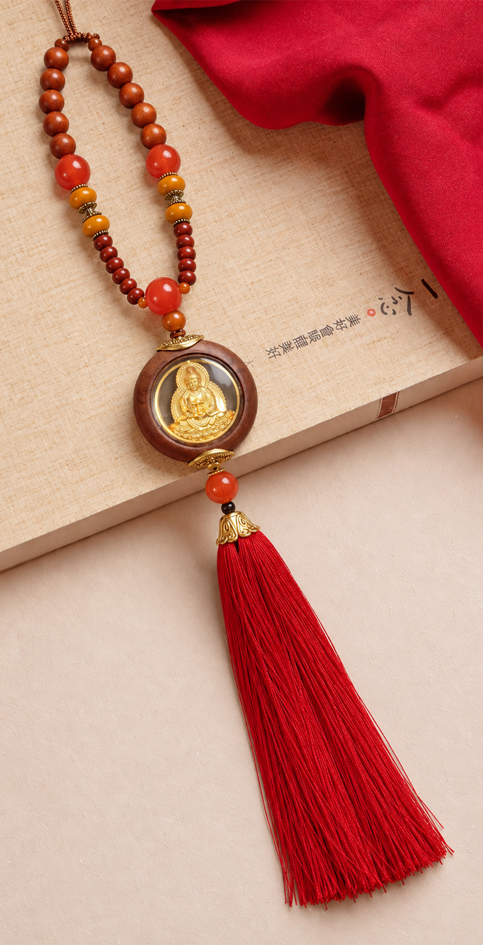 Car pendant, high-end car pendant, rosewood, oriental red, car rearview mirror ornament, for good luck, one-piece drop shipping