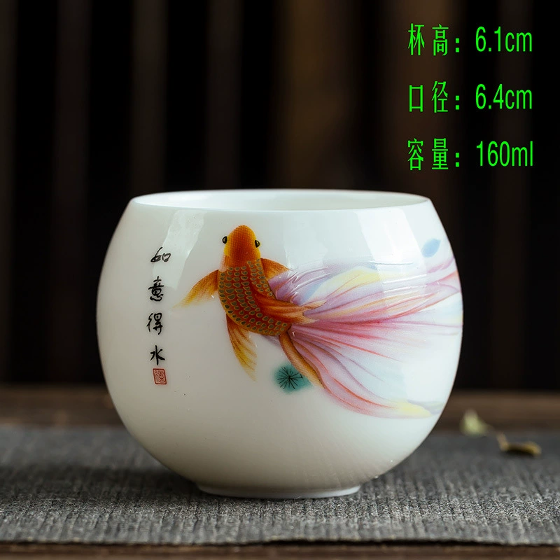 Egg Cup (Ba Jun) White Porcelain Master Teacup, 160 ml, Hand-painted Pattern