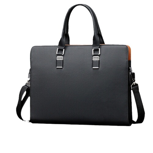 New high-end men's handbag casual shoulder crossbody bag large capacity business contrast color briefcase men's style
