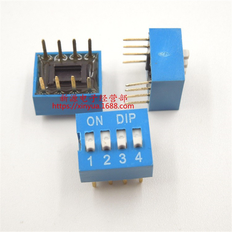 拨码开关 4P 拨动开关 4位 平拨开关 DIP 琴键式 脚距2.54MM 蓝色