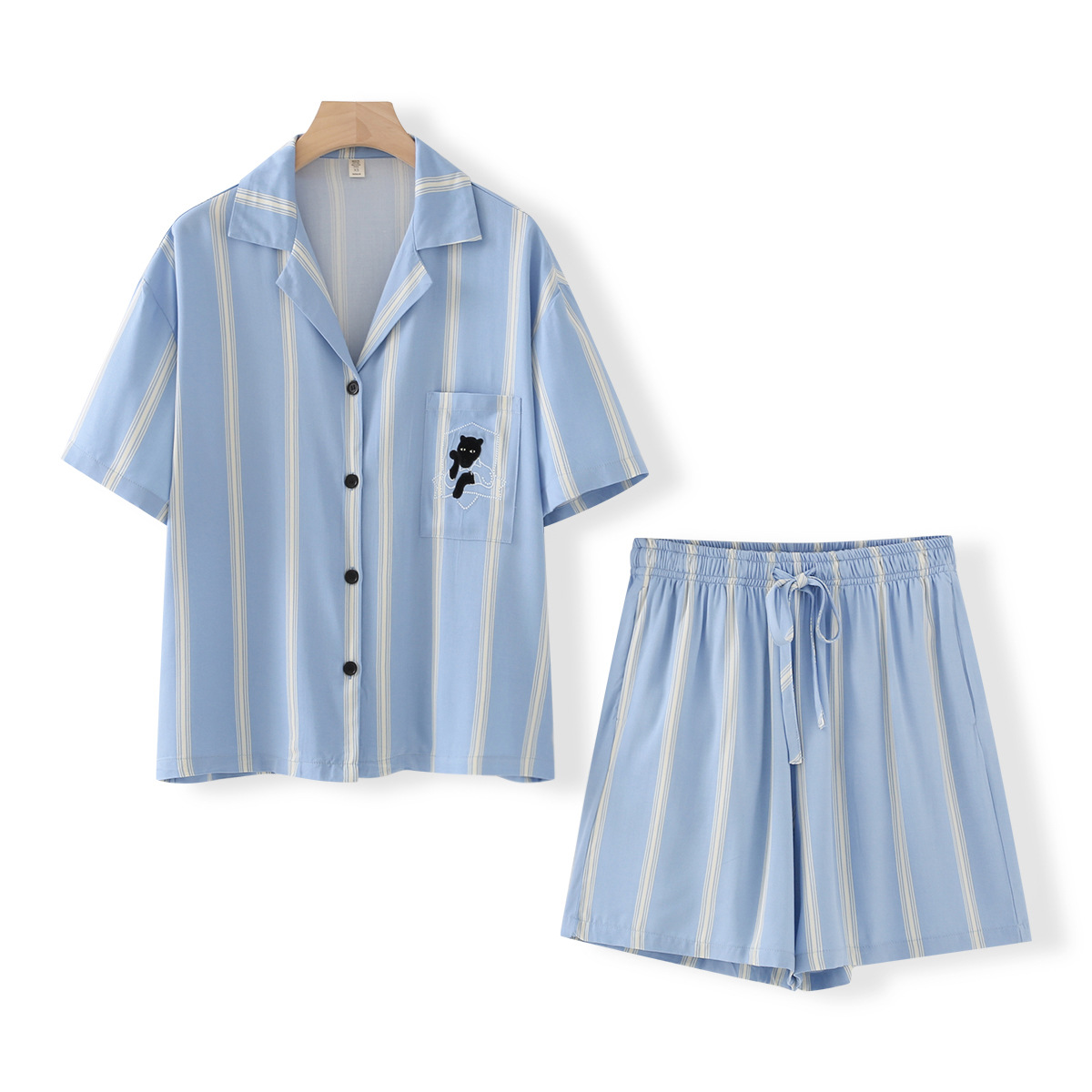 짧은 소매 반바지-파란색