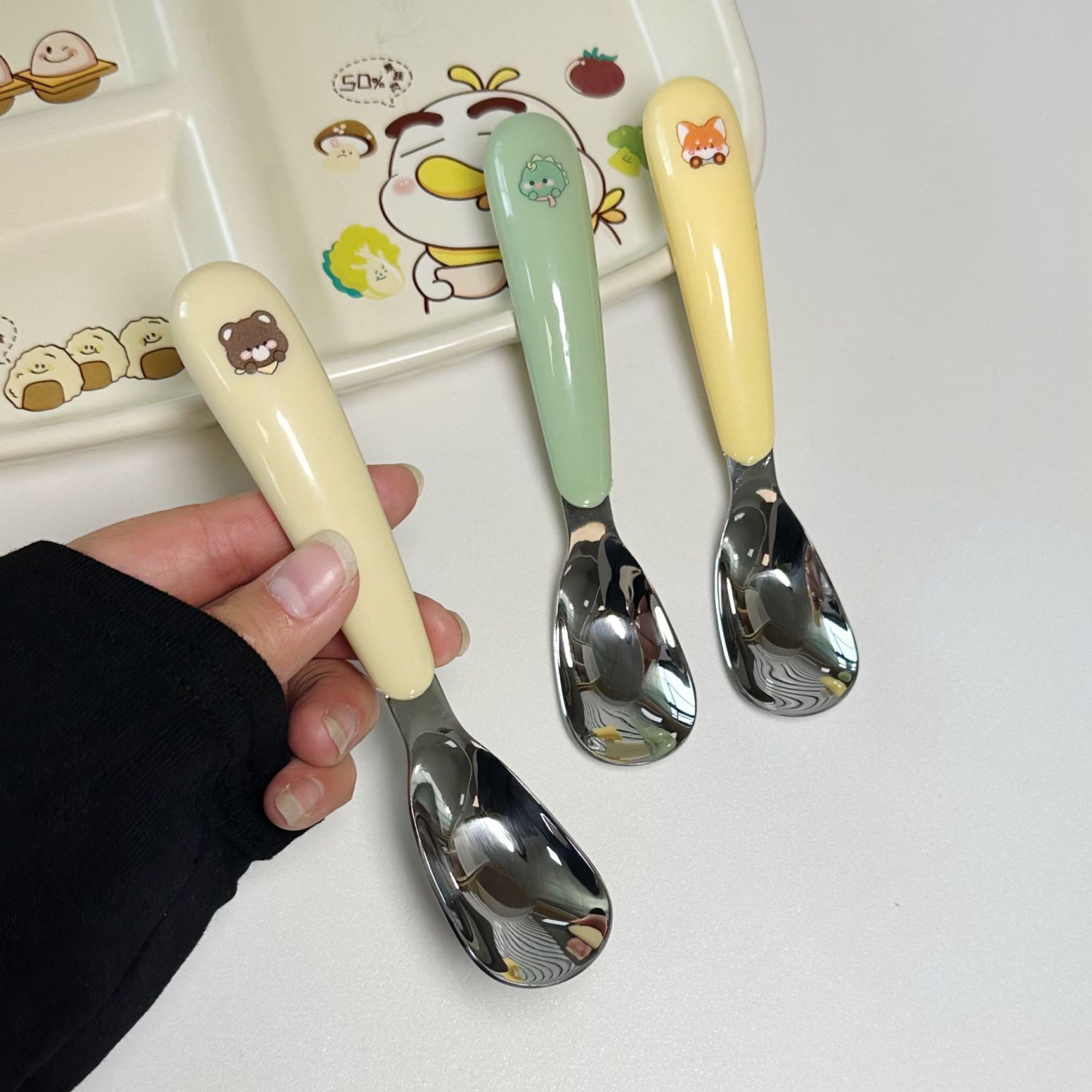 Infants and Young Kidsren 316L Stainless Steel Ingot Spoon Baby Spoon Baby Spoon Food Grade Kidsren's Spoon Cutlery Box