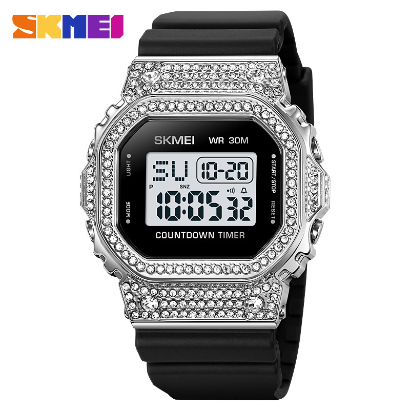 SKMEI diamante incrustado moda multi-funcional impermeable reloj electrónico par reloj transfronterizo Venta caliente reloj 2000