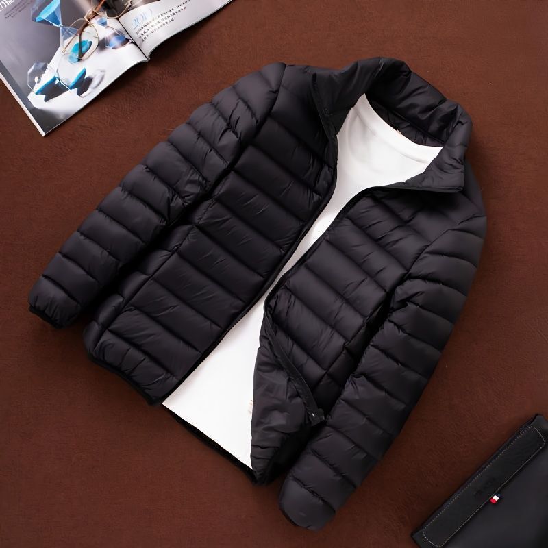2023 New Lightweight Cotton Jacket for Men, Stand-Up Collar, Slim Fit, Thin and Lightweight down Cotton Coat, Large Size, Youth Men's Hooded Jacket