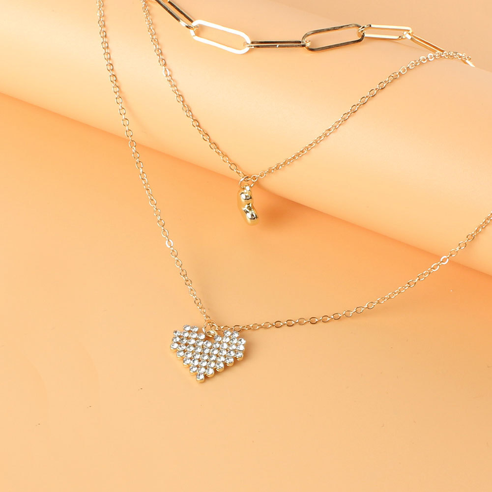 Collier En Forme De Coeur En Alliage De Diamant Multicouche display picture 2