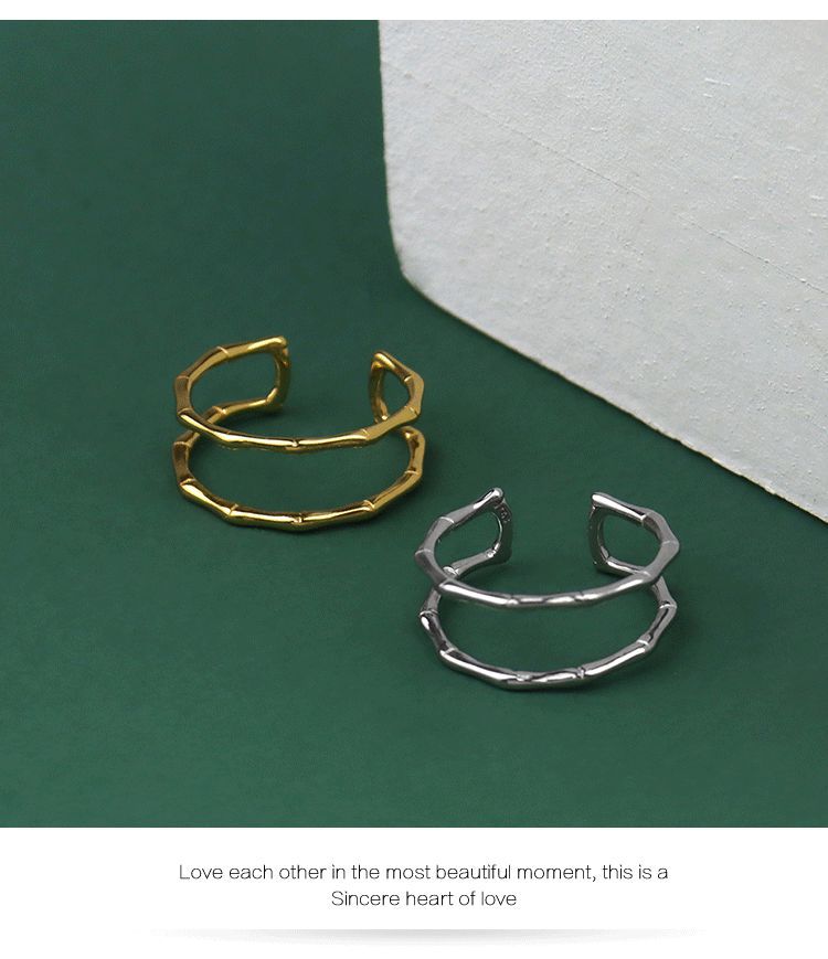 Fashion bamboo ring female double hollow creative simple fashion open ringpicture12