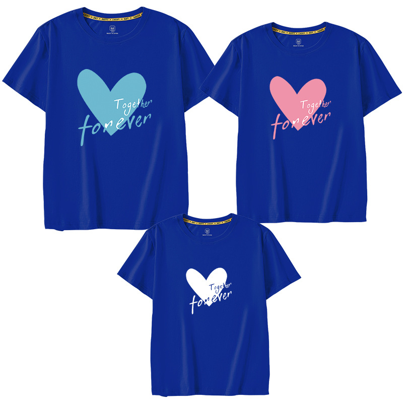 Ropa de padre e hijo retrato familiar manga corta 2024 Nuevo estilo una camiseta de tres bocas logotipo impreso jardín de infantes Ropa de jardín ropa de grupo