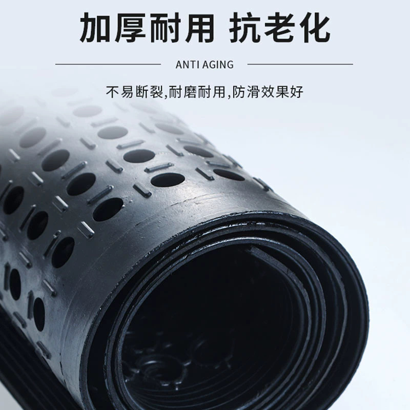 畜牧场带孔胶垫跨境出口车库花园黑色排水垫可拼接耐磨减震橡胶垫
