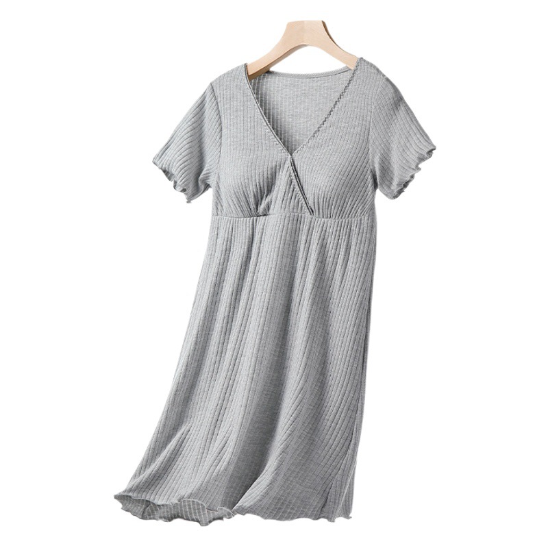 Breastfeeding Dress Summer Thin Breastfeeding Modal Breastfeeding Pajamas Postpartum Pregnant Women's Nightdress Moon Dress Short Sleeve