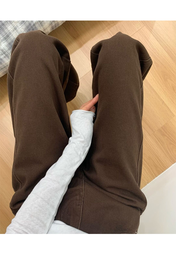 Women's Clothing Brown Maillard High-Waisted Wide Leg Jeans Curved Slimming Straight Leg Pants Loose Fit For Women Spring_ecoleips.com