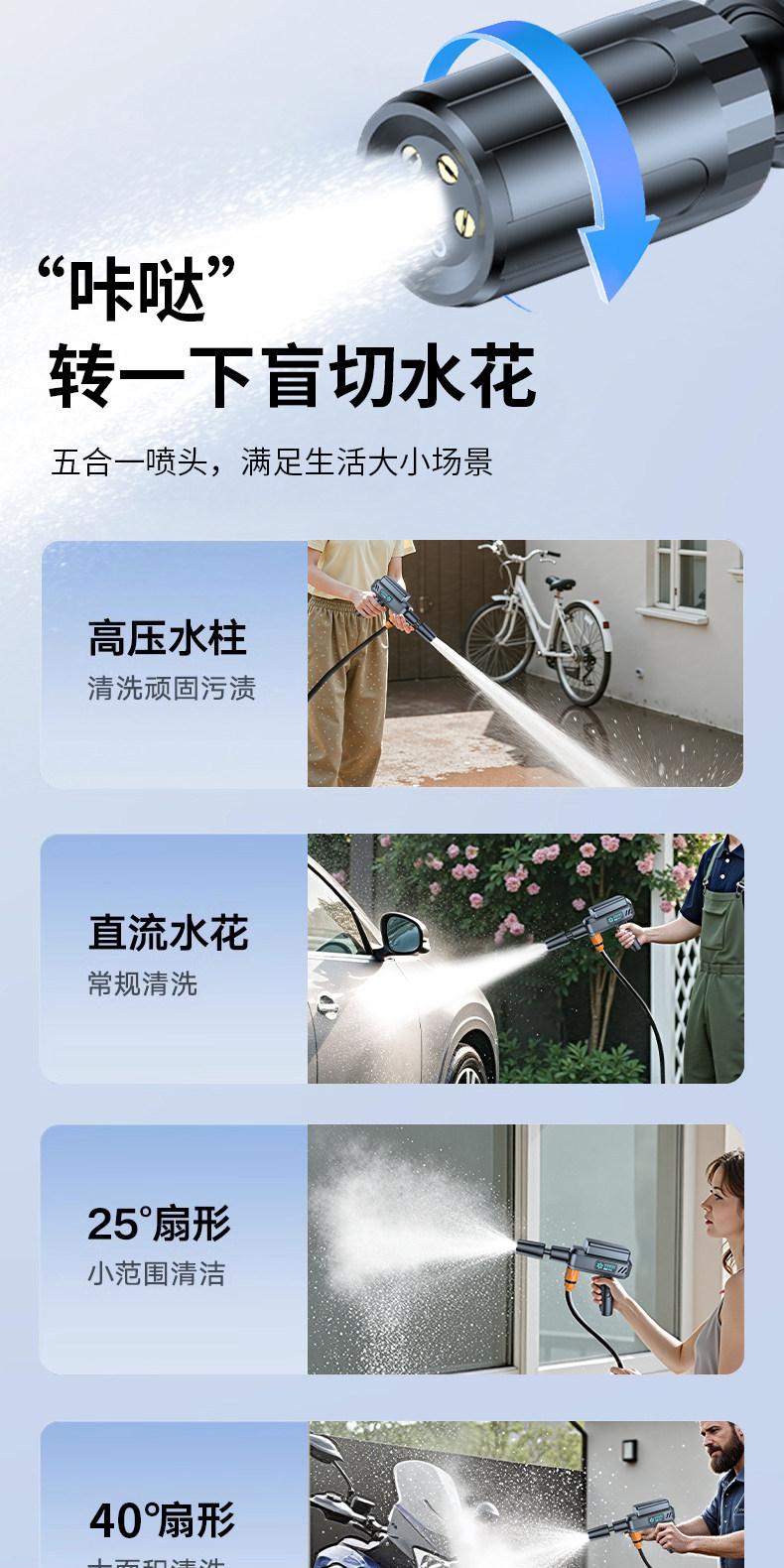 Innovative design, exclusively supplied by the source factory, foldable wireless car washer, household high-pressure water gun, convenient to store