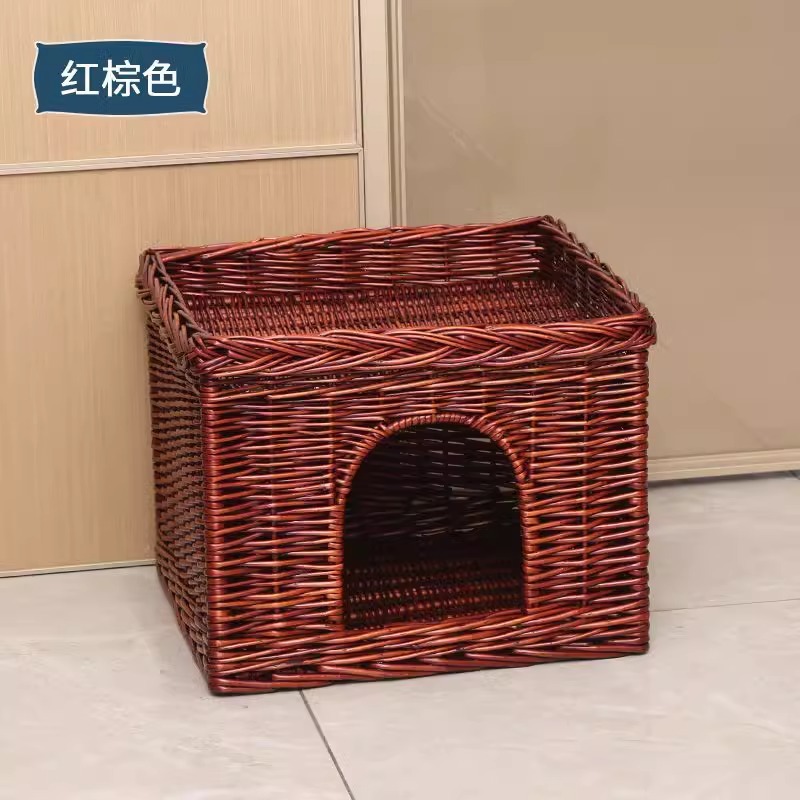 Nido de gato de tejido de sauce VIP Teddy Bear pequeño perro de cuatro estaciones general desmontable y lavable perro de tejido de caña multicapa perro de mascotas