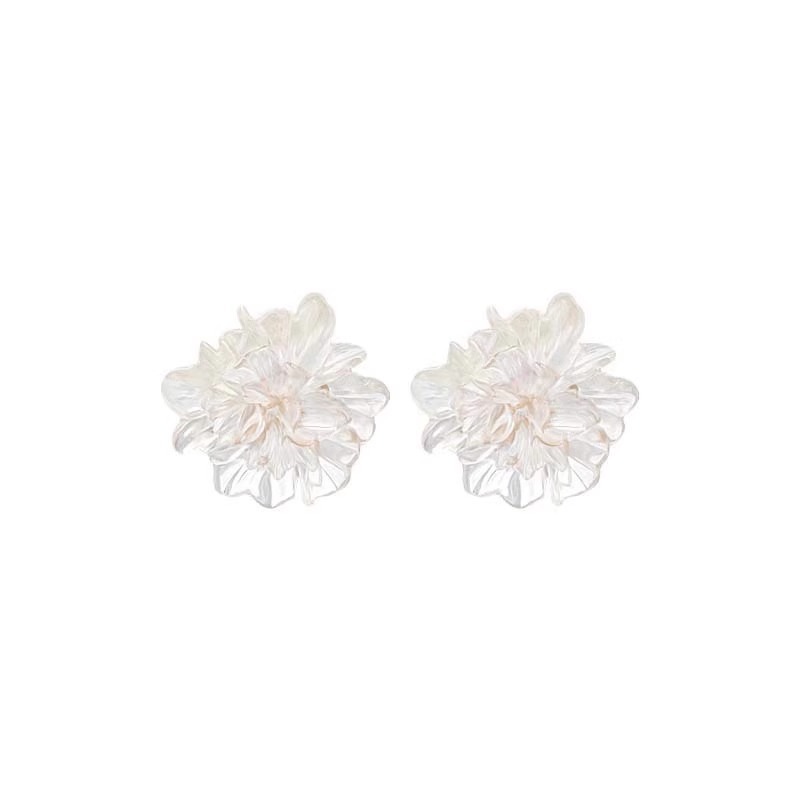 S925 シルバー針フレンチレトロシンプルニッチイヤリング透明椿の花イヤリングイン多用途スーパー妖精イヤリング|undefined