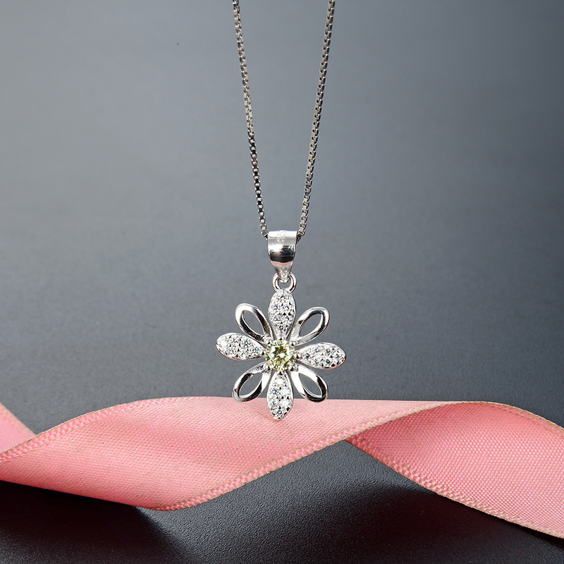 Corea del Sur Dongdaemun s925 plata ZIRCON diamante colgante simple popular accesorios clavícula cadena de las mujeres collar elegante