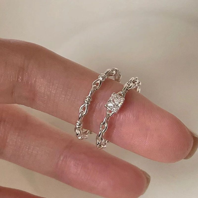 Shiny Small Square Diamond Tin Pattern Ring Women's Light Luxury Niche Design High-end Simple Fashion All-match Open Ring Shiny Small Square Diamond Tin Pattern Ring Women's Light Luxury Niche Design High-end Simple Fashion All-match Open Ring