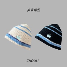 黑色大头围毛线帽女秋冬韩国小众ins显脸小樱桃针织保暖渔夫帽男