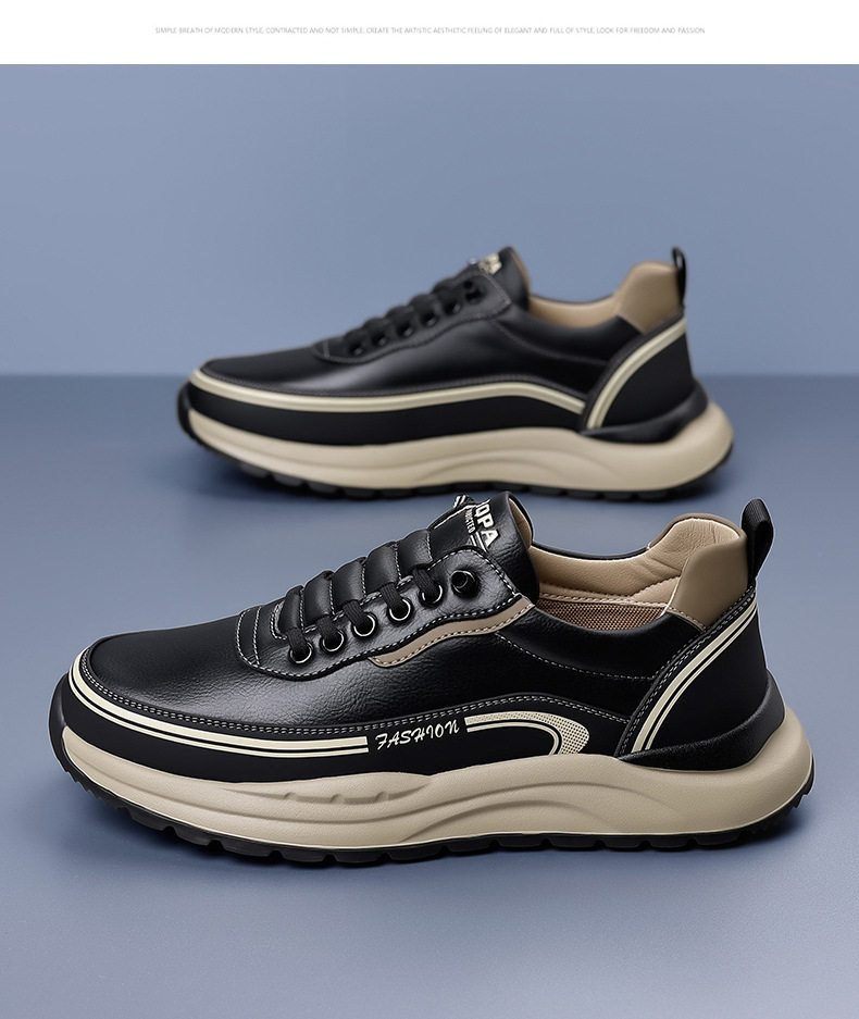 Giày thể thao nam sneaker cổ thấp đế dày gót 3–5 cm, mũi tròn, dây buộc, phối màu trắng đen kaki — H6892 màu kaki, H6892 màu trắng, H6892 màu đen chi tiết 21