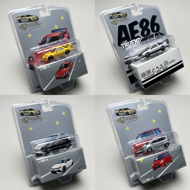 Sonic Gear Car Model 1:64 Toyota Ae86 Mazda Rx7 Honda Fit Volkswagen Golf Gti Alloy