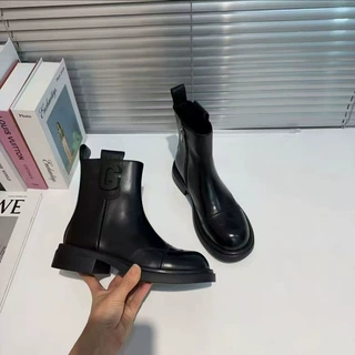 软皮瘦瘦靴女款2026新款春秋复古粗跟单靴子秋冬马丁靴厂家直供批