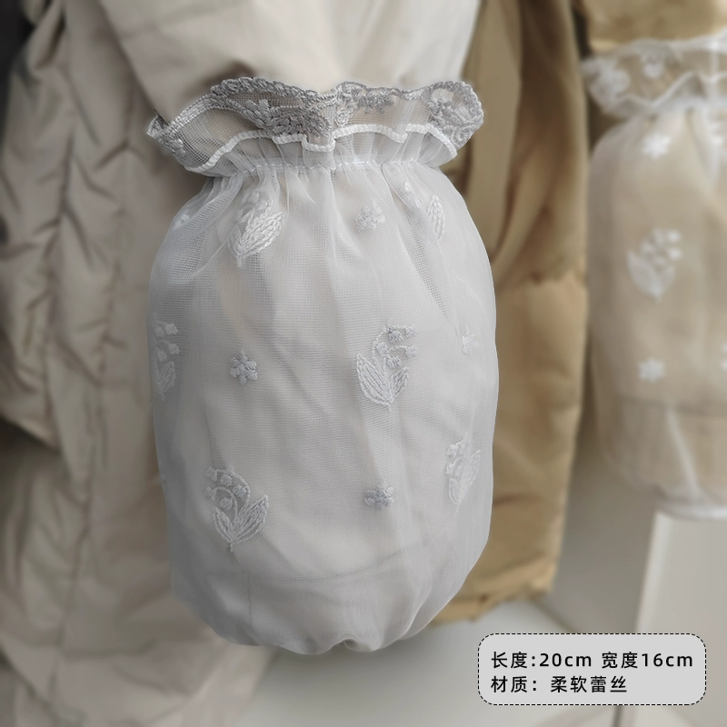 Lace demi-season sleeves, white down jacket, anti-dirty