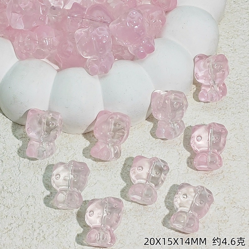 立体KT猫琉璃散珠直孔捷克透明猫咪配件DIY手链项链材料珠子吊坠|undefined