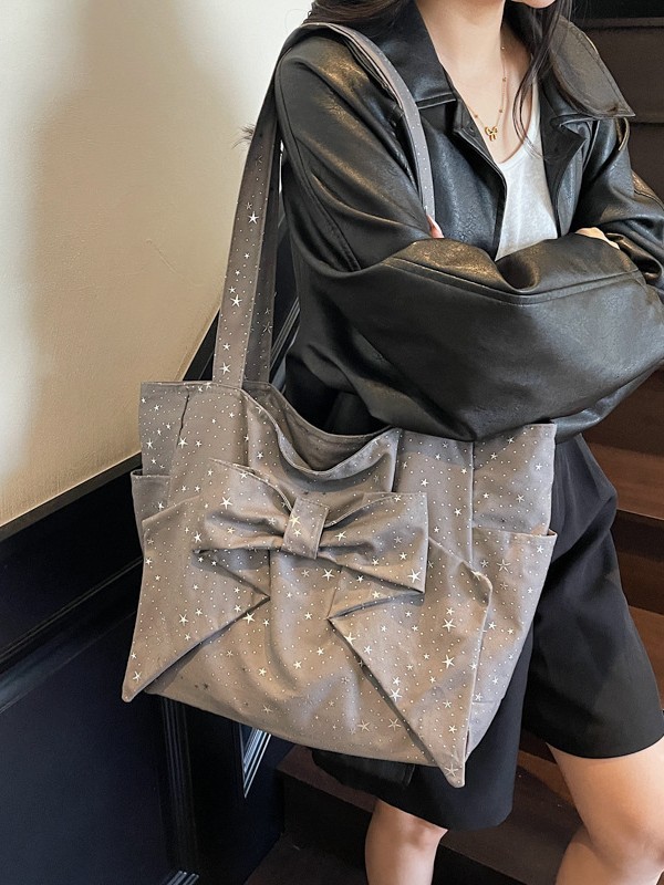 复古y2k辣妹单肩包女韩国小众蝴蝶结帆布包休闲百搭大容量托特包|undefined