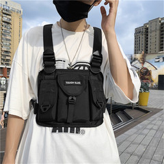 Trendy Hong Kong-style unisex multi-functional vest bag, Instagram-worthy hip-hop chest pack, utility biker-style tactical bag, streetwear waistcoat bag