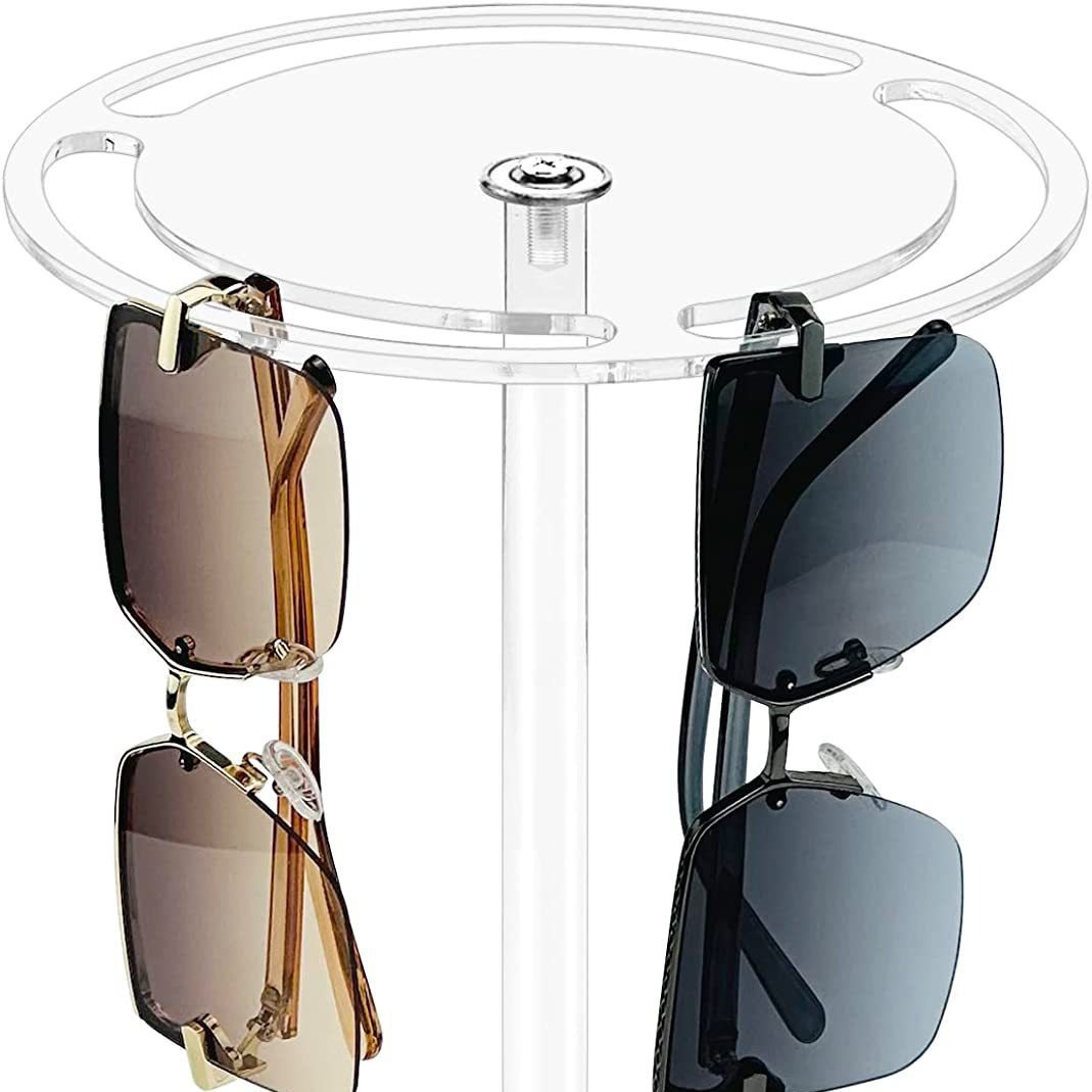 Cruz-frontera transparente gafas giratorio pantalla rack acrílico gafas de sol de escritorio rack de almacenamiento de sol