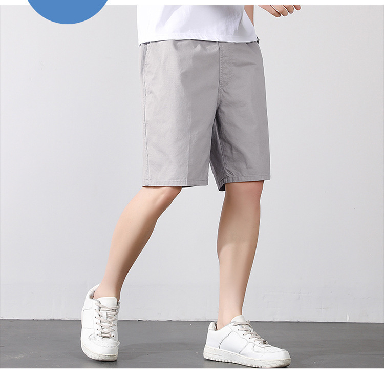 Men's Korean Style Cotton Shorts Casual Mid-Length Loose Fit Summer Beach Workwear Youth Bottoms_viptrois.com