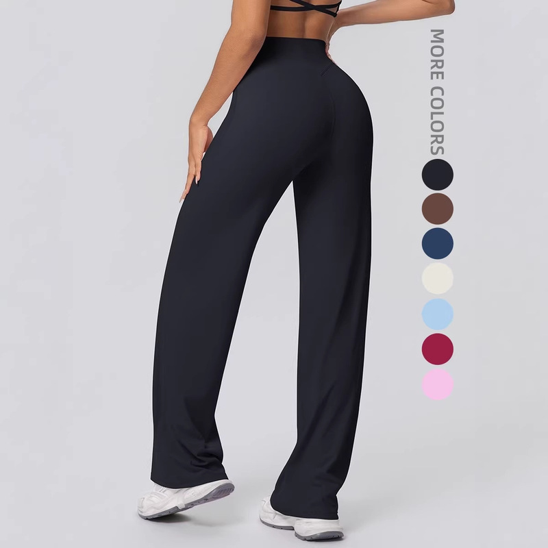 European and American Cross-Border Yoga Pants, Thin and Skin-Friendly, High-Waisted Straight-Leg Pants, Loose and Slimming Yoga Wear, Sports Outdoor Fitness Clothing European and American Cross-Border Yoga Pants, Thin and Skin-Friendly, High-Waisted Straight-Leg Pants, Loose and Slimming Yoga Wear, Sports Outdoor Fitness Clothing