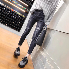 女童高腰牛仔裤女春夏季2024年新款修身显瘦紧身铅笔小脚裤子