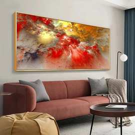淡蓝色绿色云朵抽象油画工厂一件代发高清喷绘挂画跨境电商希音