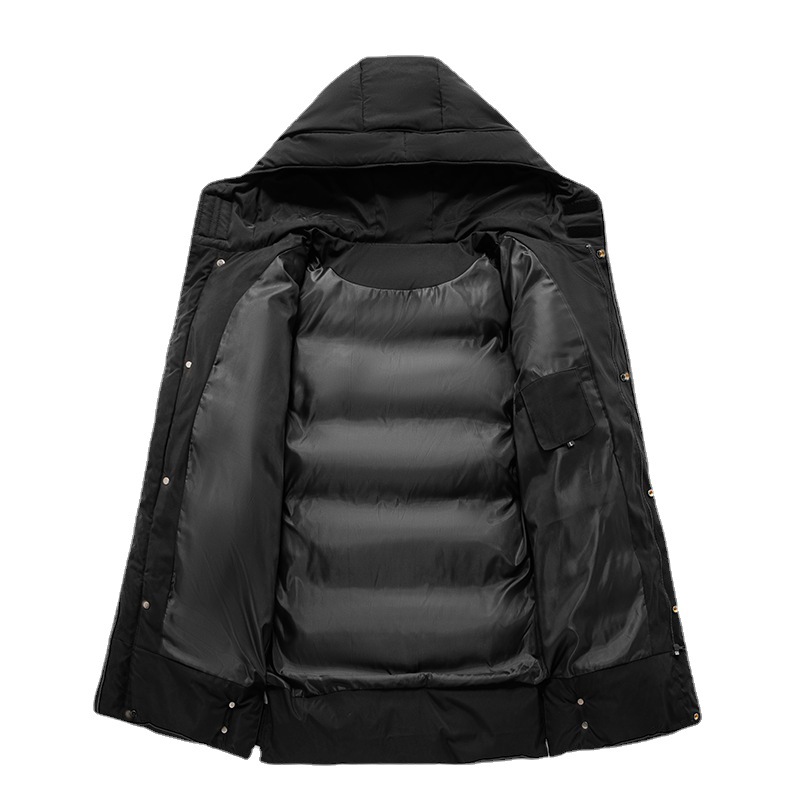 M--8XL de invierno más tamaño con capucha casual abrigo de algodón acolchado color sólido juventud cálido abrigo de algodón acolchado abrigo de invierno de longitud media para los hombres