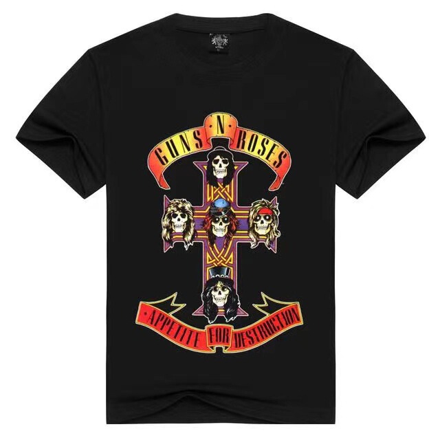 Rock Band Acdc Short-Sleeved T-Shirt Megadeth Gun Flower Metallica Simple Loose Queen Round Neck Men's Rock Band Acdc Short-Sleeved T-Shirt Megadeth Gun Flower Metallica Simple Loose Queen Round Neck Men's