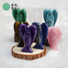 卸売り粉晶3寸天使水晶半宝石玉彫刻品ペンダント対外貿易家庭用品風水置物