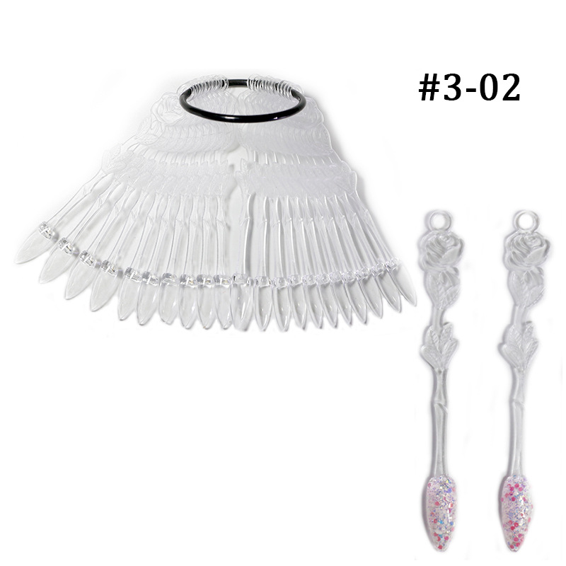 Placa de color de pantalla ZF 24 piezas de práctica de uñas pieza punta de uñas forma de abanico en forma de arco de flores tablero de exhibición de arte de uñas tarjeta de color