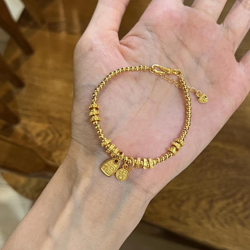 沙金饰品新中式点钻金坨碎银沙金手链女国风高级感久不掉色手饰|undefined