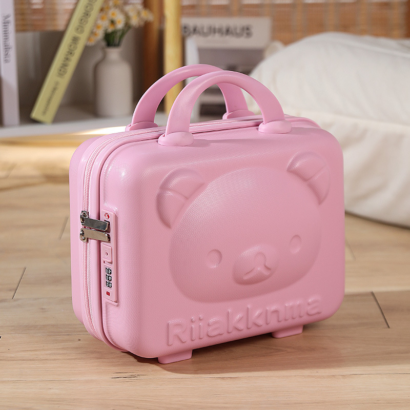 Mini maleta de oso de dibujos animados lindo para niños de 14 pulgadas, maleta de contraseña, maleta de almacenamiento, maleta de embarque, regalo de mano