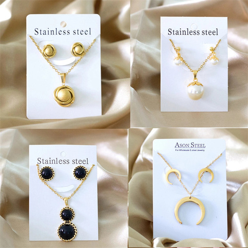 Stainless steel set cross-border hot selling simple fashion jewelry earrings necklace set decorations wholesale for women manufacturers