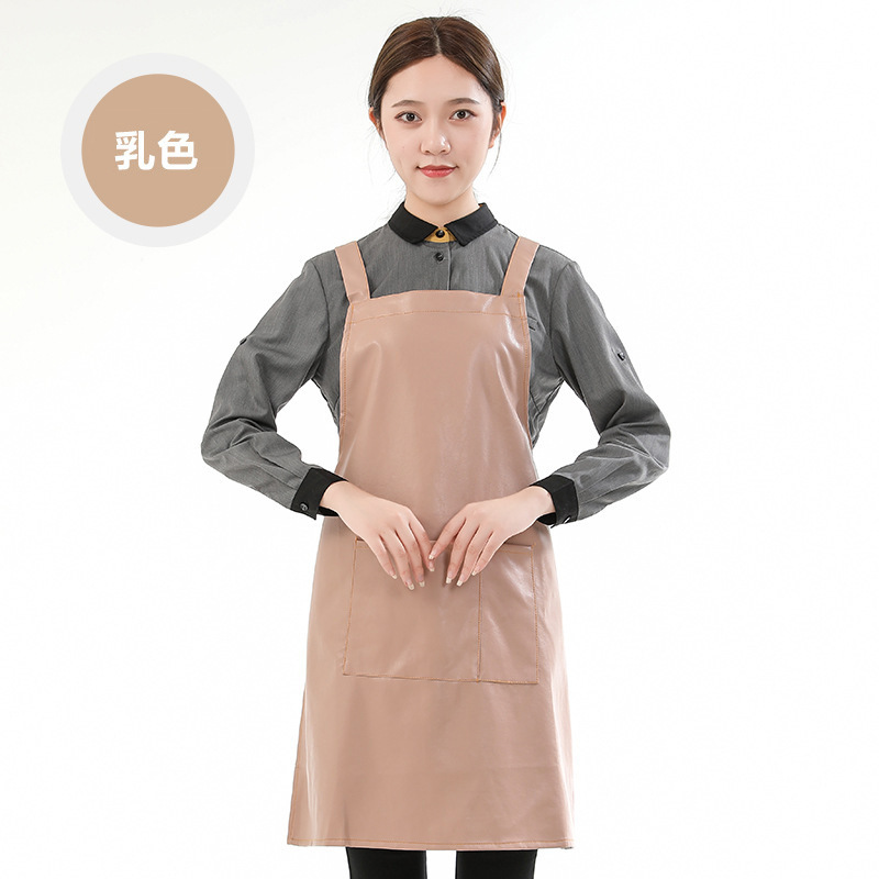 Comercio exterior PU delantal de cuero impermeable a prueba de aceite logotipo personalizado estudio barbacoa hornear cocina delantal hogar al por mayor personalizado