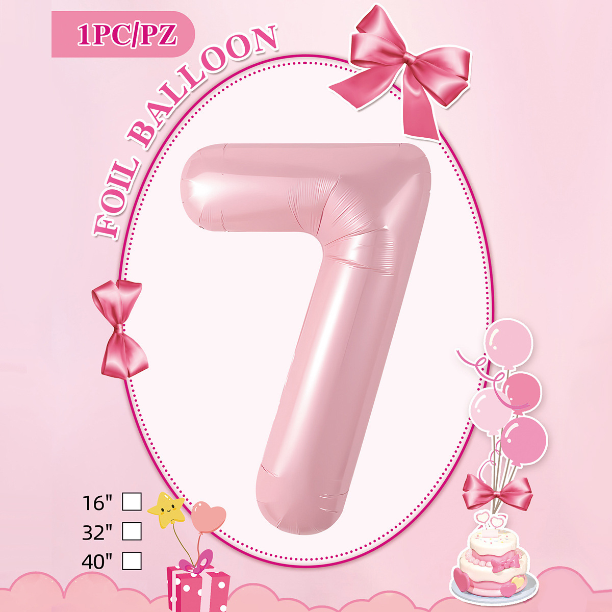 Embalaje de tarjeta de papel independiente digital de cumpleaños impreso en blanco de 32 pulgadas, decoración de fiesta de la versión estadounidense, película de aluminio, decoración de globos de papel de aluminio