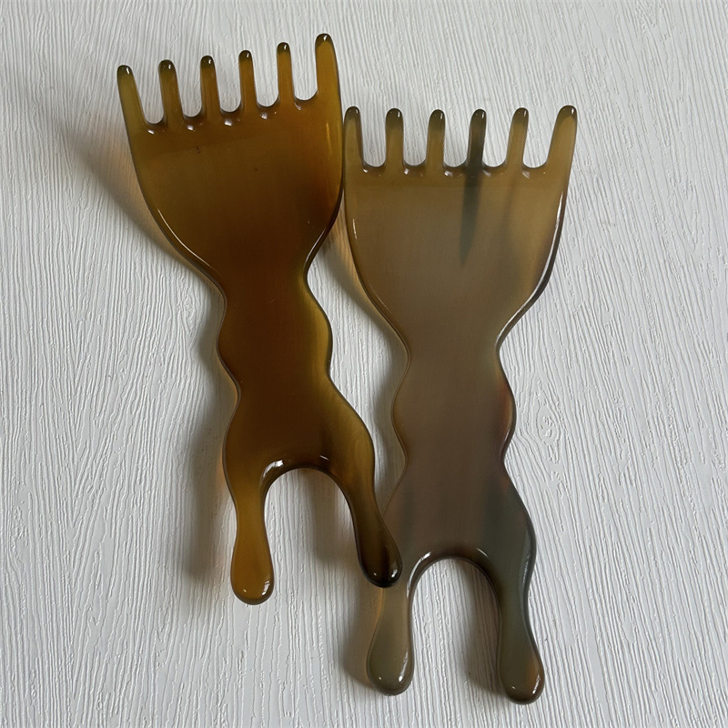 Horn Meridian Massage Comb Five Claw Rake Guasha Board Facial Beauty Tool 10-15CM overview
