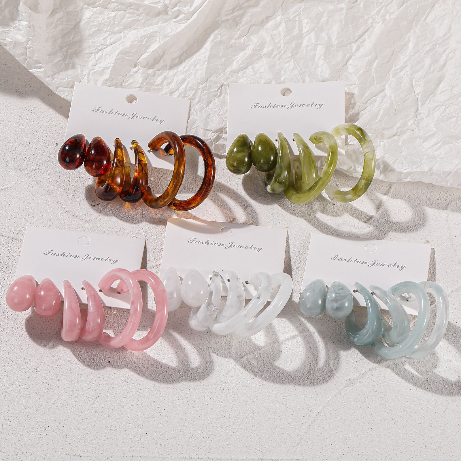Retro C-shape Transparent Earrings Set 3 Pairs Wholesale Nihaojewelry display picture 7