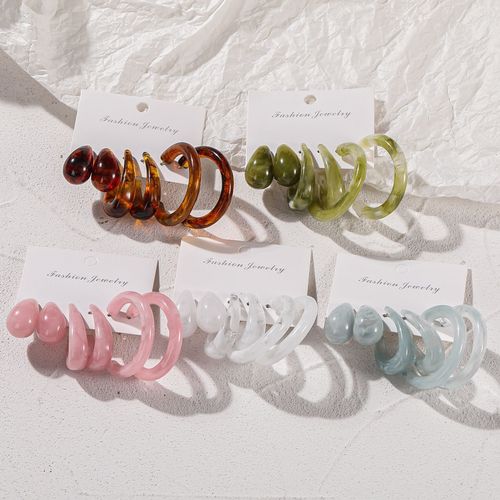 European and American Cross-border Acetate Board Earrings Set of 3 Pairs Creative New Style Elegant Retro C-shaped Letter Alloy Earrings