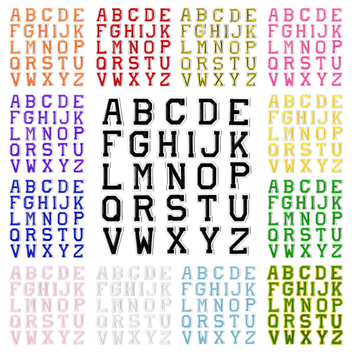 Venta caliente transfronteriza bordado combinación de letras en inglés de color parche parche bordado en inglés pegatinas decorativas en inglés ropa pegatinas de tela de bricolaje