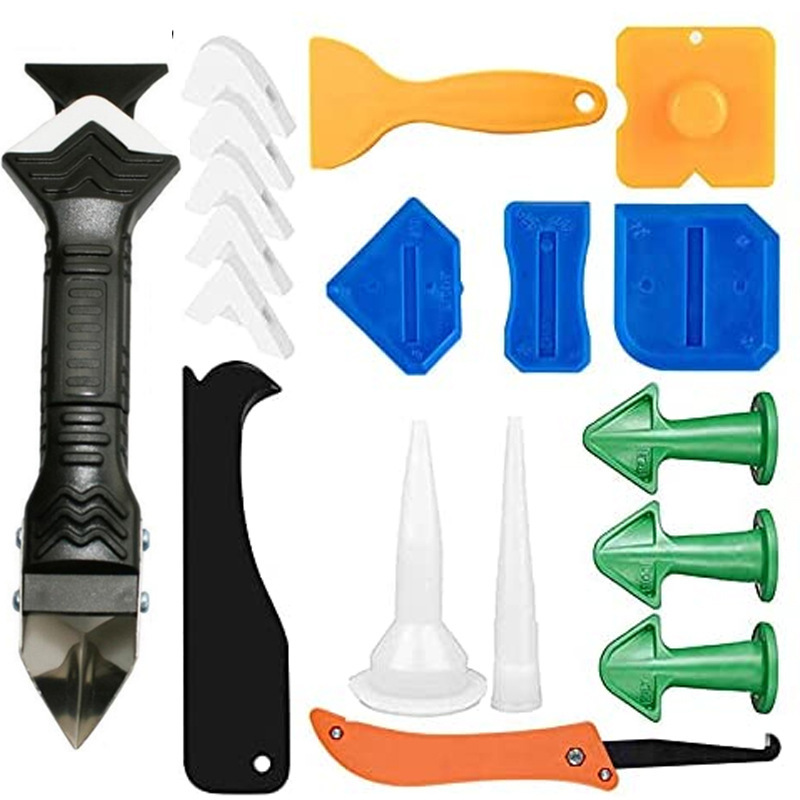 19件套玻璃胶角刮刀和填缝剂 厨房浴室窗户水槽接头玻璃胶角刮刀